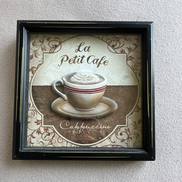 Shadow Box Wall Art La Petit Cafe Cappucino New View Gifts and Accessories 8 x 8 - Picture 1 of 3